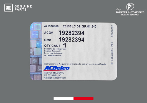 Deposito Recuperador Anticongelante Spark 1.2 2014 Orginal