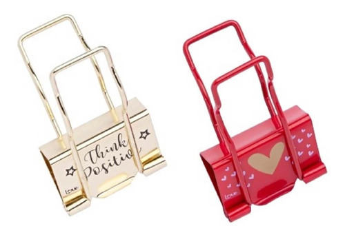 Binder Clips Multifuncional Love 2 Unid. 32 Mm 23045 - Molin Cor Vermelho