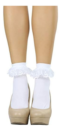 Tobeinstyle Calcetines Tobilleros Con Volantes De Encaje Par