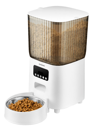 Dispensador Automatico 5 Lts Gato Perro Acero Inoxidable Color Blanco