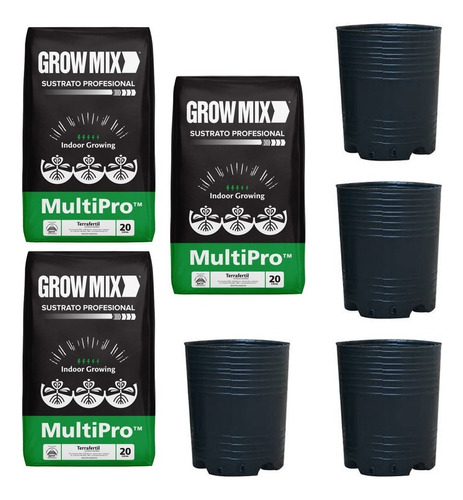 Combo Sustrato Growmix Multipro 20l Pack X3 + 4 Sopladas 15l