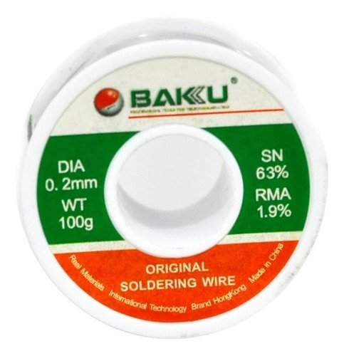 Rollo Soldadura Estaño 0.2mm 100gr Baku Bk 100 A.02 Reballin