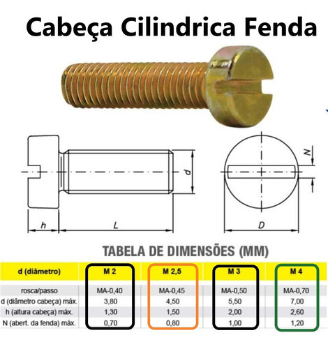 Perno de ranura M2.5 x 6 mm con tuerca, 100 piezas