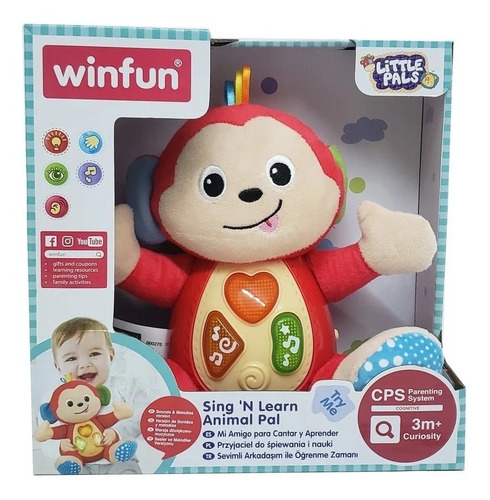 Imagen 2 de 3 de Monito Monkey Soft Canta Y Aprende Winfun 0275
