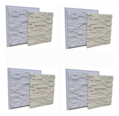 4 Formas Gesso Para Placas 3d Kit Molde De Filete Pra Parede