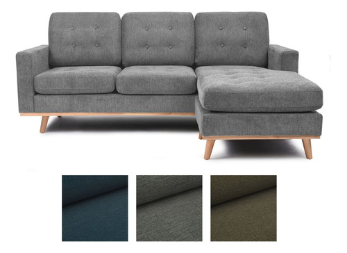 Sofá Esquinero C/chaise 3c Reversible Oslo - Gris