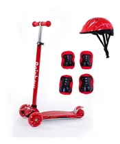 Comprar Monopatin Infantil Rainbow Wind Casco, Rodilleras Y Coderas Color Rojo