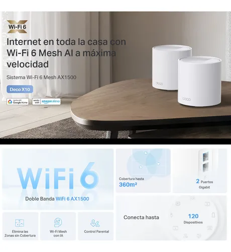 Sistema Wifi 6 Mesh Ai Ax1500, Tp-link Deco X10 (2-pack)