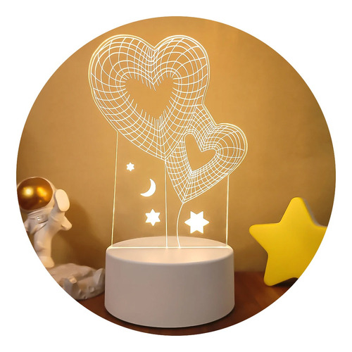 Lampara Luz Led Ilusión 3d Especial San Valentín Usb Regalo