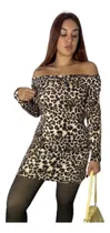 Comprar Vestido Manga Larga Animal Print Modal Lycra Premiun Mujer.
