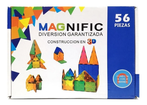 Imagen 1 de 8 de Bloques Imanes Magneticos Magnific Educativos 56 Piezas