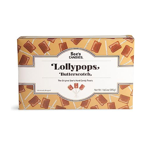 Caramelos, 1 Libra, See's 5 Onzas Butterscotch Lollypops