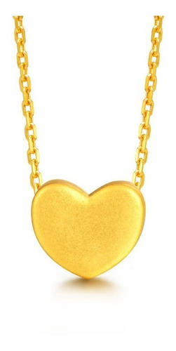 Imagen 1 de 9 de Cadena Eslabones Oro 18k Colgante Corazón Satinado Oro 24k