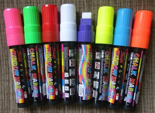 Imagen 3 de 10 de Marcadores Tiza Liquida 15mm Vidrio Plastico Globo Bubble