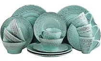 Comprar Elama Relieve Gres Océano De Vajilla Plato, De 16 Piezas, Tu