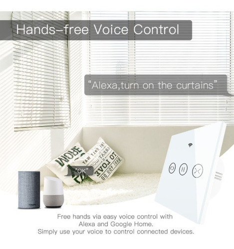 Imagem 3 de 10 de Kit 4 Interruptores Cortina 1 Tecla Wifi Alexa, Google Home