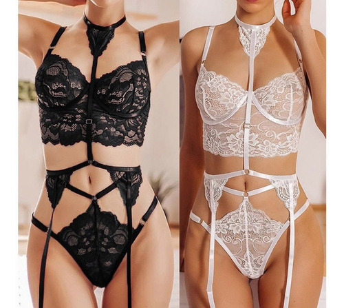 Imagen 7 de 8 de Pijama De Encaje Sexy Para Mujer Lencería Interior