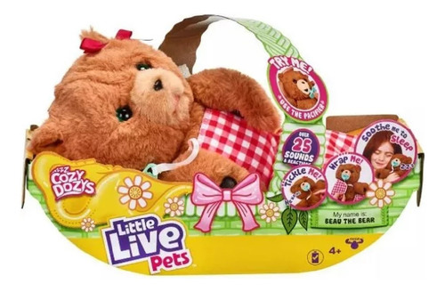 Peluche interactivo Little Live Pets Cozy Dozys Beua The Bear, color marrón claro