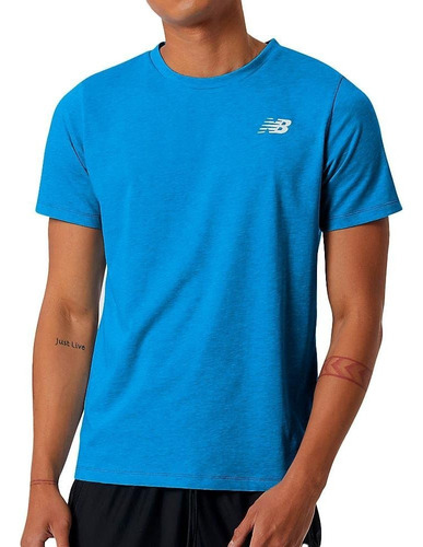 Camiseta New Balance Heathertech Tee Para Hombre-azul