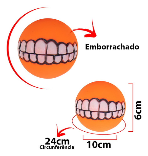 Brinquedo Pet - Bola Com Sorriso De Borracha Cor:laranja