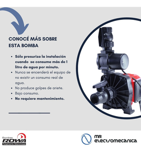 Imagen 4 de 10 de Bomba Rowa Sfl 20 Presurizadora Elevadora Presion 1,9 Bar - 0,5 Hp - Caudal Máximo: 4.000 Litros / Hora - Oferta!