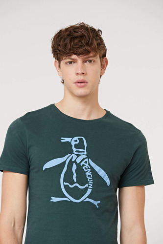 Remera Verde Manga Corta Con Estampa Penguin