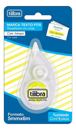 Marca Texto Em Fita Amarelo 5mmx6m Tilibra