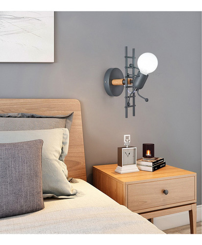 Lámpara De Pared De Dormitorio De Estilo Nórdico: Iron Art L