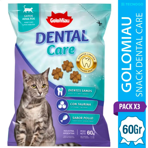 Snack Gatos Adultos Golomiau Dental Care - Pack X3 Unidades