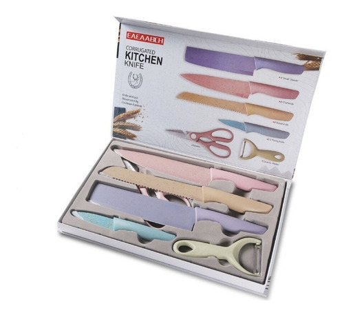 Set Pack Juego Cuchillos 6 Piezas Cocina Colores Profesional