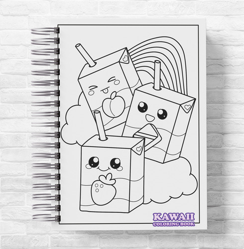 Libro Colorear Kawaii + Stickers + Chapita Regalo