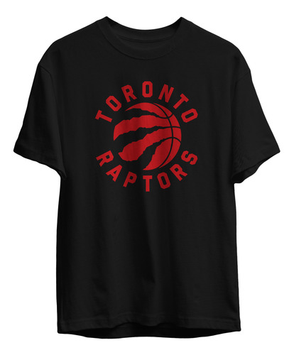 Remera Basket Nba Toronto Raptors Negra Logo Completo Simple