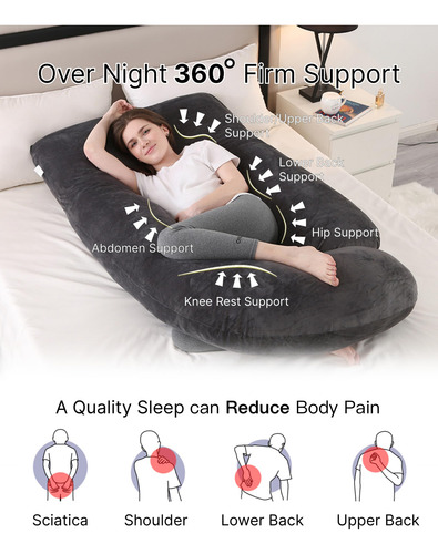 Almohada De Embarazo 57 Cuerpo Completo Con Funda Lavable