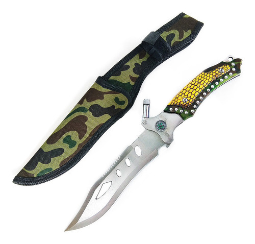 Cuchillo Tactico Camping Caceria Con Luz Destapador Estuche