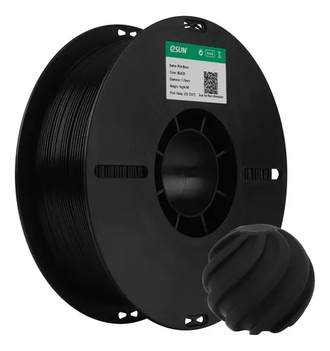 Filamento De Impressão 3d Básico Esun Pla 1 Kg, Cor Preto