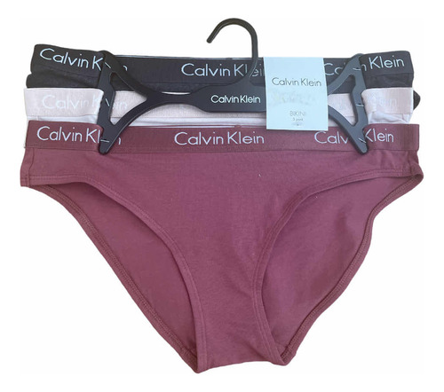 Bikini Calvin Klein Pack 3 Calzón Pantaleta Ck Algodon (c)