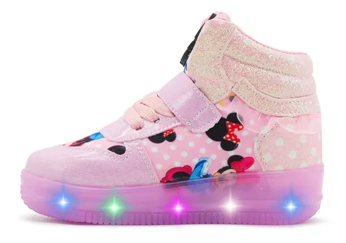Tenis Ni a Minnie Bota Botin Luces Led Mickey Mouse Comodo