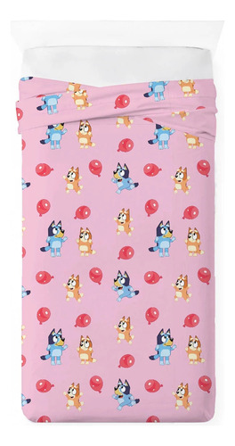 Set Sabanas Bluey Rosa 3pz Tamaño Individual Envio Gratis Rosa Animado