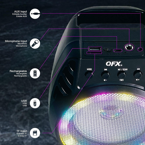 Qfx Bt-64 Tws Altavoz Portátil Recargable Por Bluetooth C...