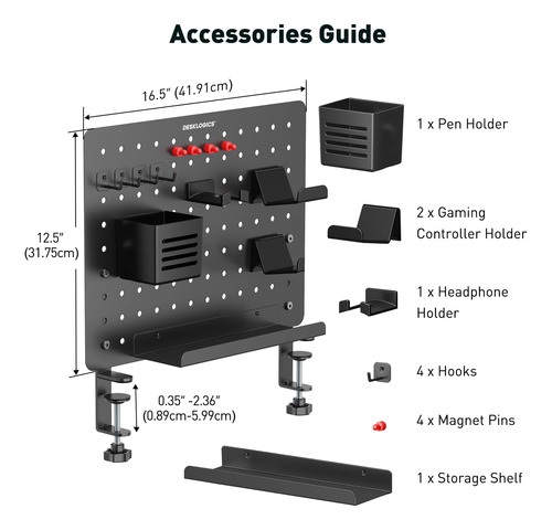 Pegboard De Mesa Desklogics Clamp-on, Organizador De Mesa D