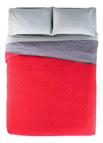Edredon Ligero Rojo Individual Vianney Doble Vista Color Rojo/gris Diseño De La Tela Liso