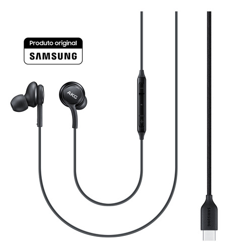 Fone Samsung Akg Usb Tipo-c Com Fio E Controles - Samsung Cor Preto