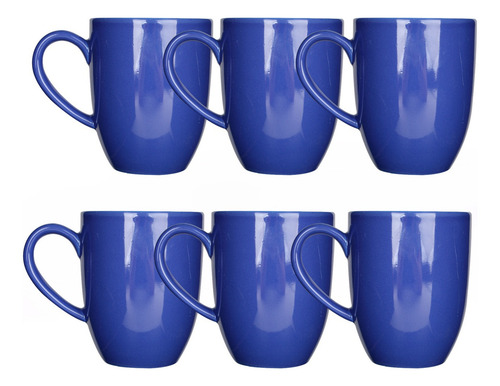 6 Tazas Tarro 380ml De Cerámica Colors Vencort Color Azul