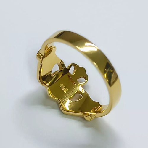 Anel Claddagh Ouro Amarelo 18 Kl Maciço