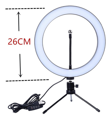 Imagen 7 de 10 de Aro Luz Led Maquillaje Lampara Foto Video Luz Regulable