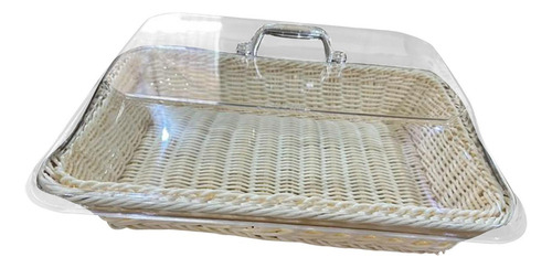 L Cesta De Pan Tejida Con Tapa Y Bandeja (40 X 30 X 15 Cm),