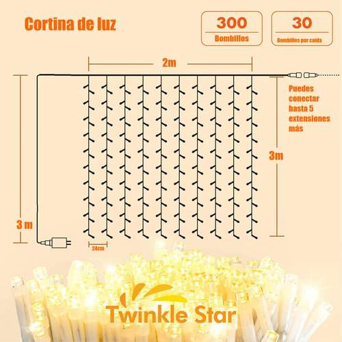 Cascada De Luces Led Con 300 Leds Efecto Chorro Y Malla