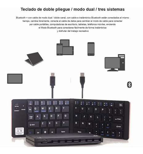 Imagen 4 de 8 de Teclado Inalámbrico Con Bluetooth Ligero Y Portátil