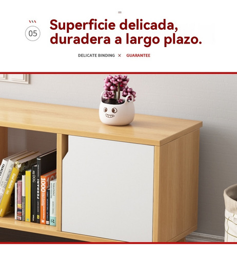 Mueble Tv Nórdico 140cm - 4 Puertas + 3 Estantes Abiertos Color Roble+blanco