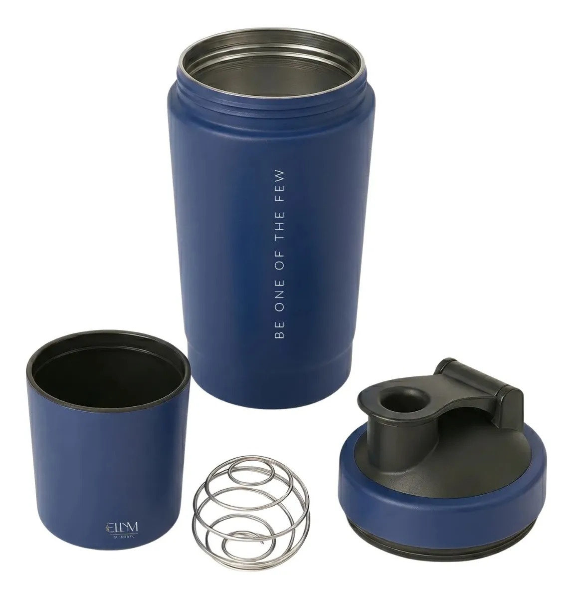 Coqueteleira Inox 600ml Ellym Nutrition Compartimento Para Whey e Suplementos Alta Resistência e Durabilidade Cor Azul